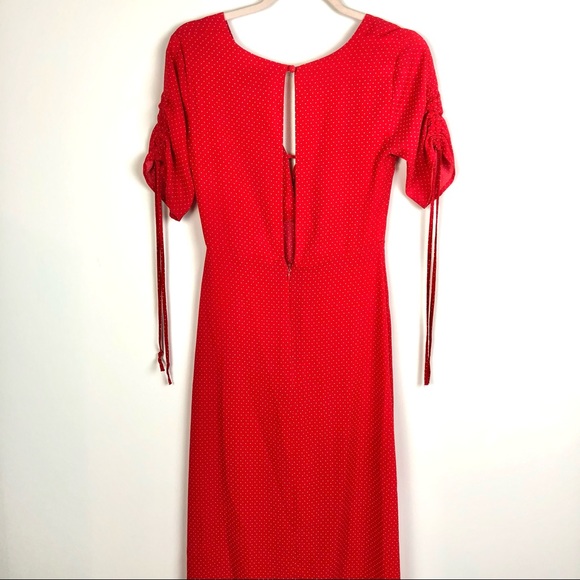 Topshop Red and White Polka Dot Short Sleeve Midi Dress Size 2 - Picture 7 of 16